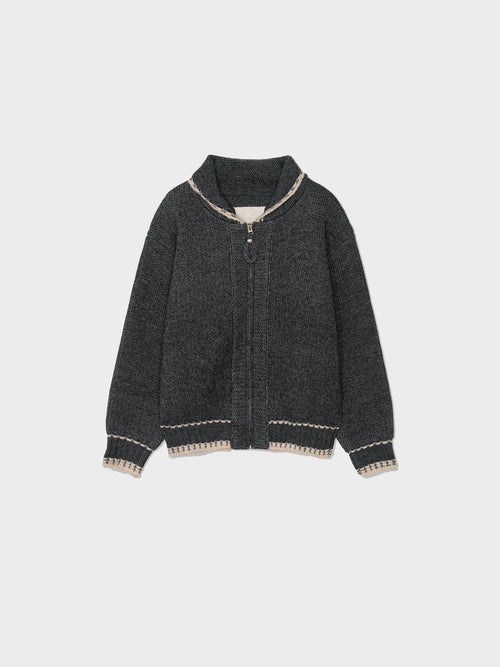 Cowichan Wool Knit Cardigan - Charcoal