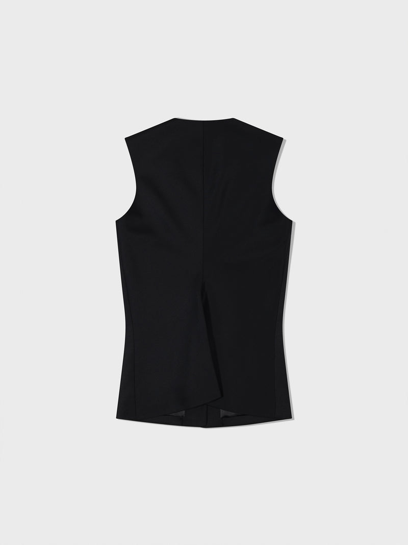 Waist Point Wool Vest - Black