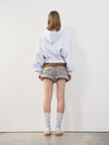 Back Rib Crop Hoodie - Melange Grey