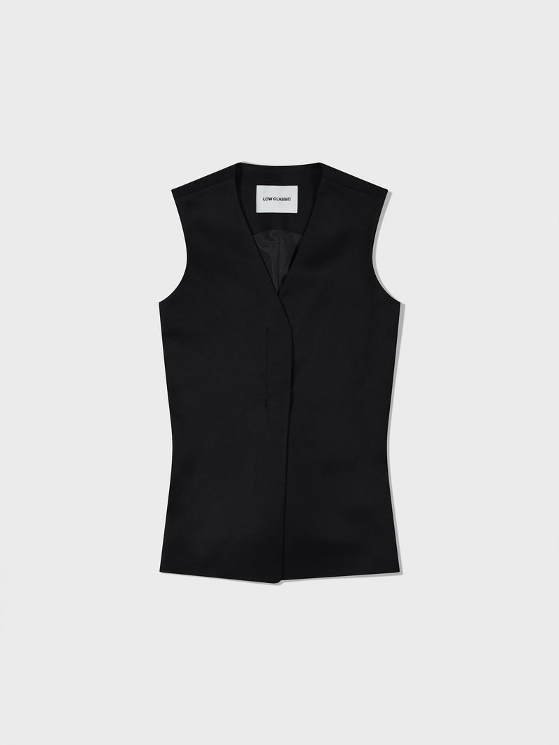 Waist Point Wool Vest - Black