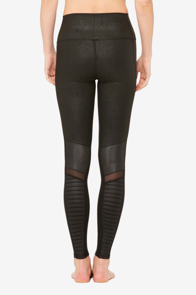 High-Waist Moto Legging - Black Performance Leather/BlkG