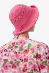 Cotton Crochet Bucket Hat Solid - Shocking Pink