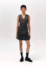 Waist Point Wool Vest - Grey