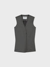 Waist Point Wool Vest - Grey