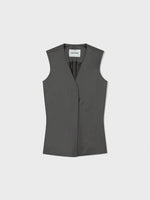 Waist Point Wool Vest - Grey