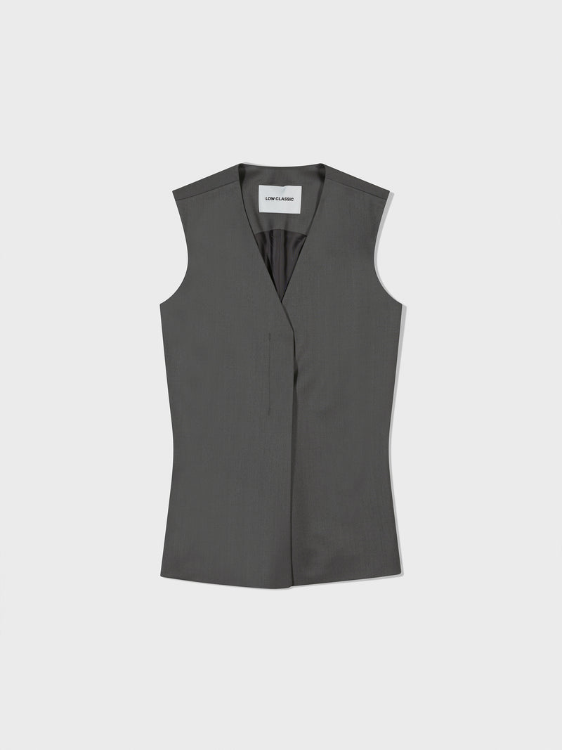 Waist Point Wool Vest - Grey