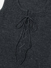 Lace Up Knitted Vest - Solid Charcoal
