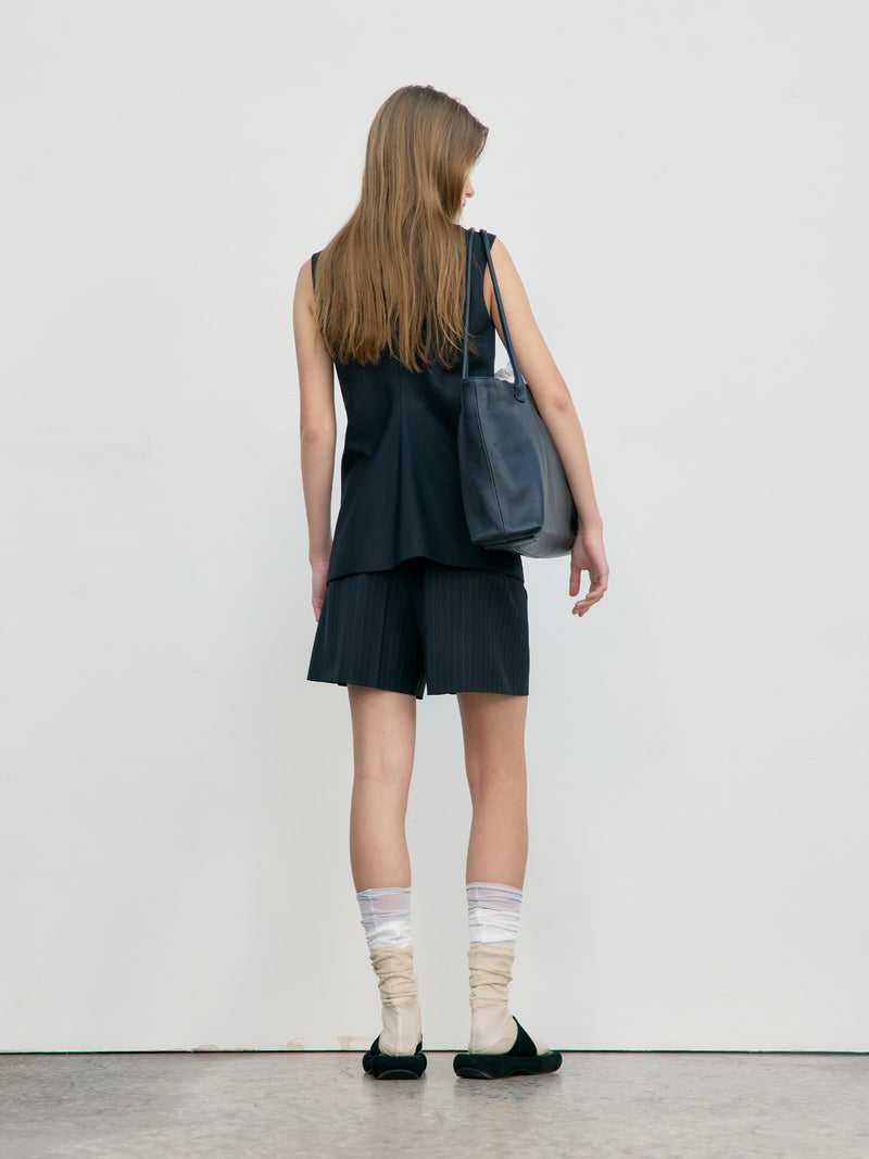 Waist Point Wool Vest - Black