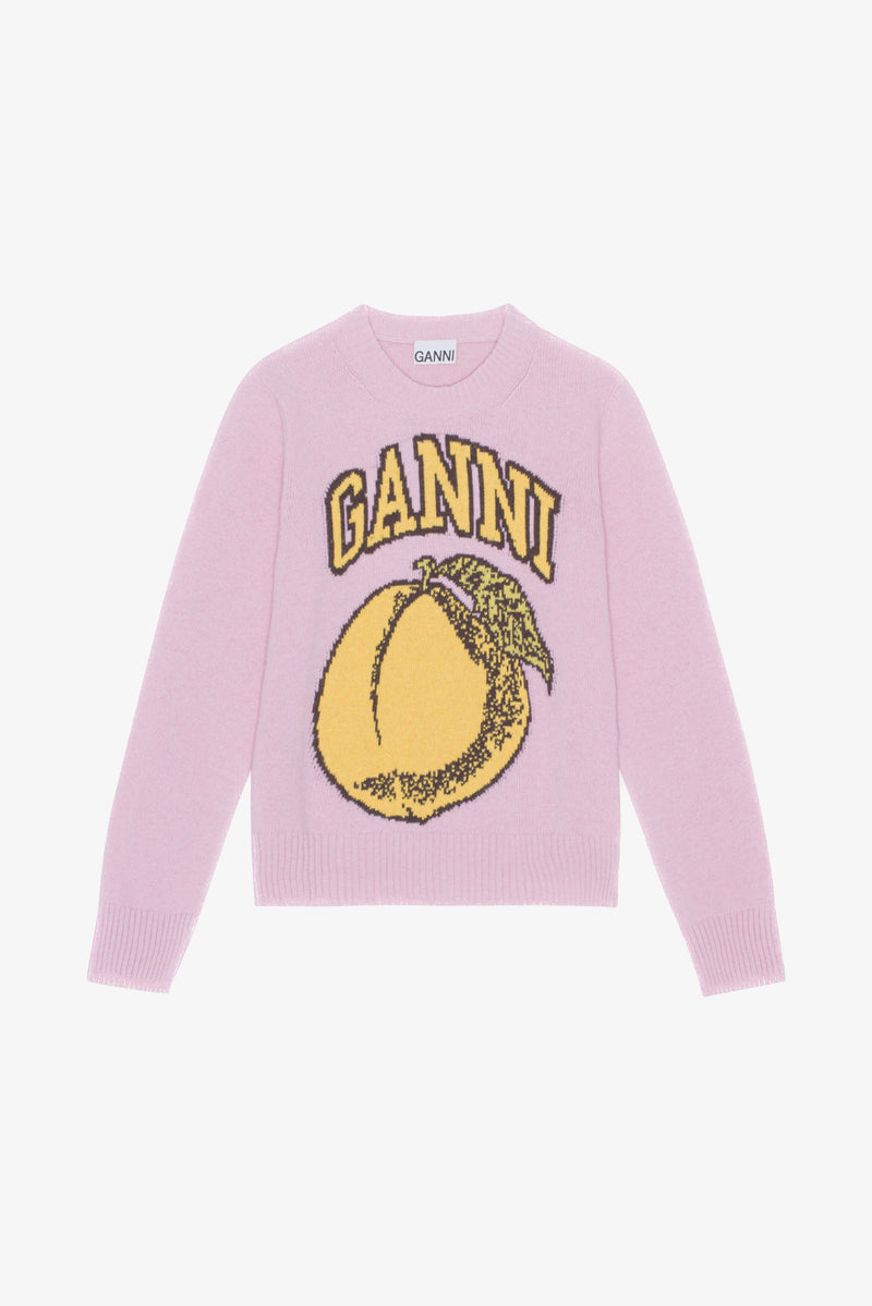 Graphic O-neck Pullover Peach