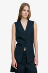 Waist Point Wool Vest - Black