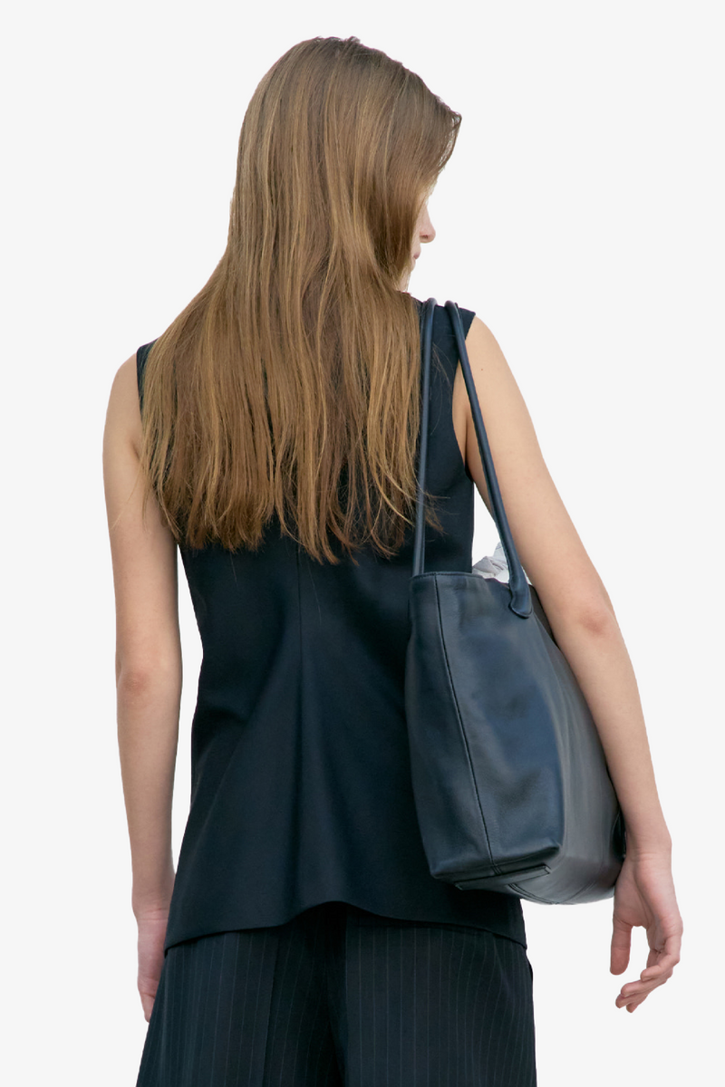 Waist Point Wool Vest - Black