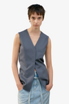 Waist Point Wool Vest - Grey