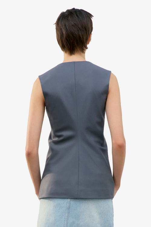 Waist Point Wool Vest - Grey