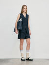 Waist Point Wool Vest - Black