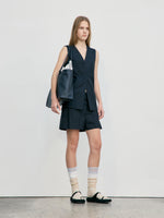 Waist Point Wool Vest - Black