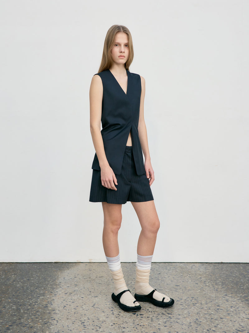 Waist Point Wool Vest - Black