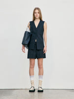Waist Point Wool Vest - Black