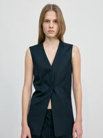 Waist Point Wool Vest - Black