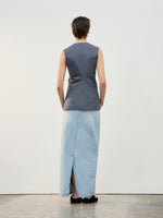 Waist Point Wool Vest - Grey