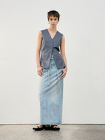 Waist Point Wool Vest - Grey