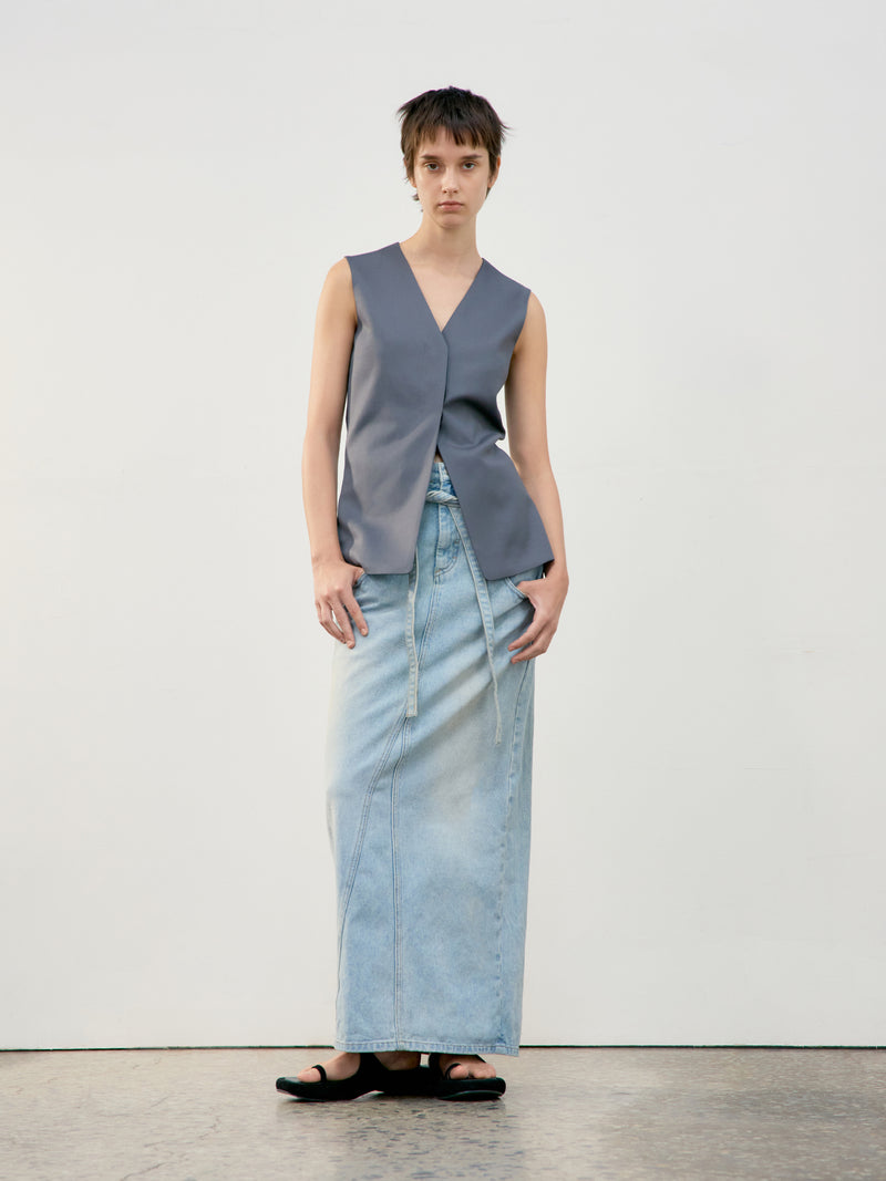 Waist Point Wool Vest - Grey