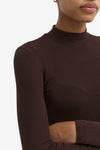 Modal Ribbed Mockneck Long Sleeve T-Shirt - Earth