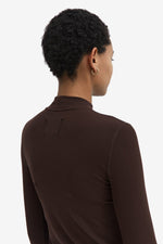 Modal Ribbed Mockneck Long Sleeve T-Shirt - Earth