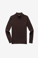 Modal Ribbed Mockneck Long Sleeve T-Shirt - Earth