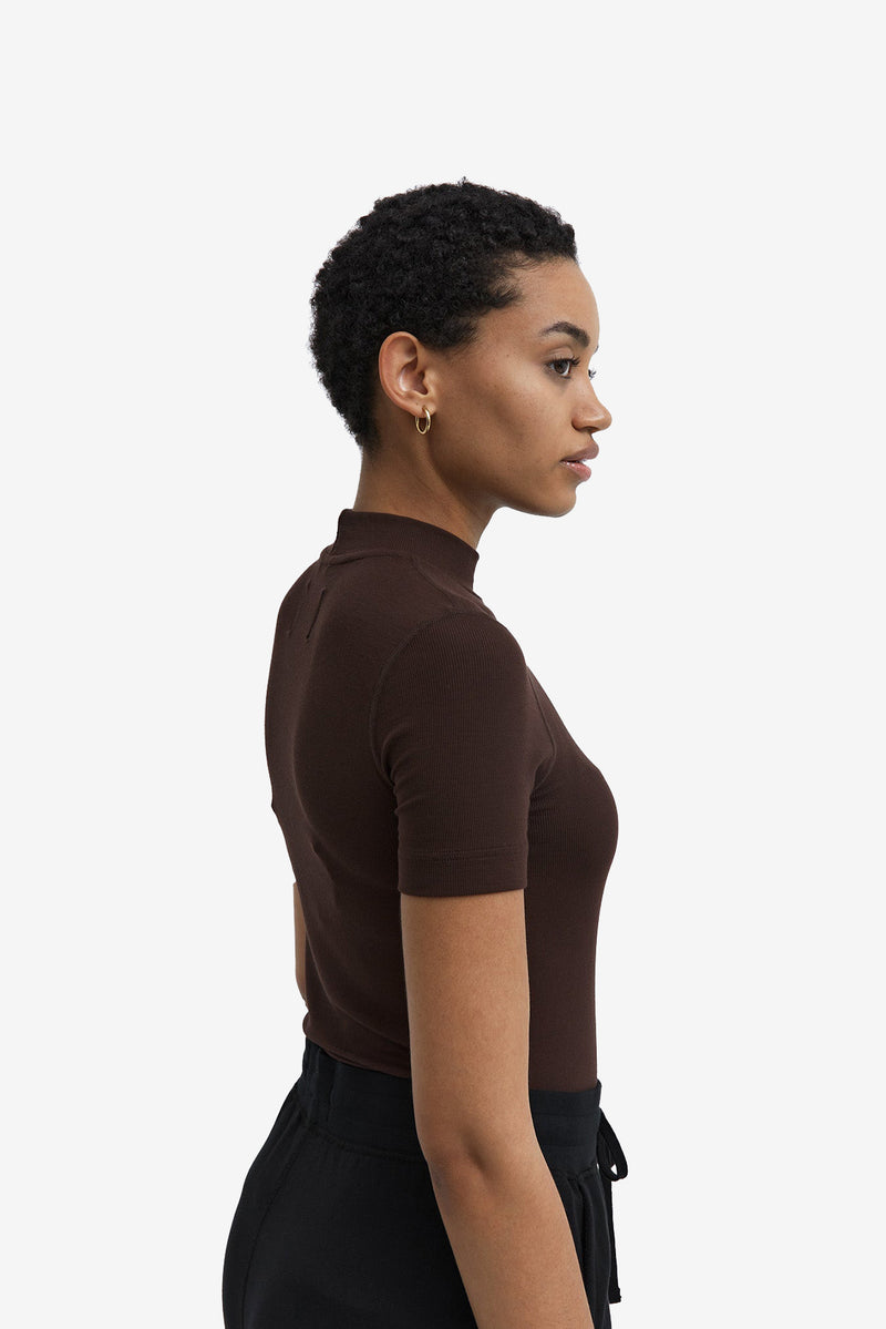 Modal Ribbed Mockneck T-shirt - Earth