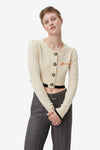 Cropped O-neck Cardigan - Alabaster Gleam