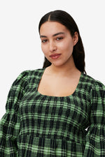 Green Seersucker Check Maxi Smock Dress - Peapod