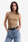 Sleeveless Boat Neck Top - Nutmeg