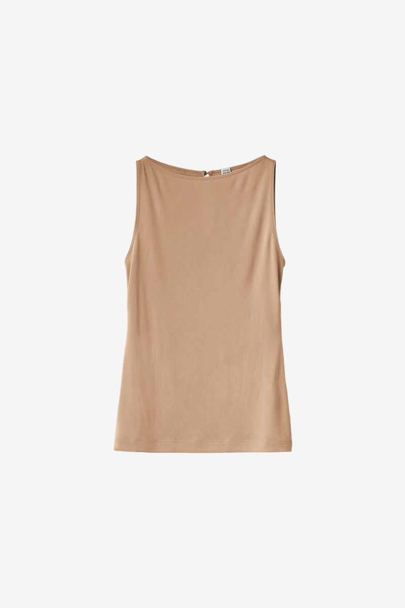 Sleeveless Boat Neck Top - Nutmeg