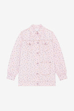 Oversized Flower Print Denim Jacket - Pink Tulle