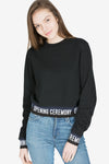 ELASTIC LOGO CROP SWEATSHIRT - BLACK