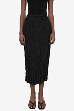 Crinkled Silk Slip Skirt - Black