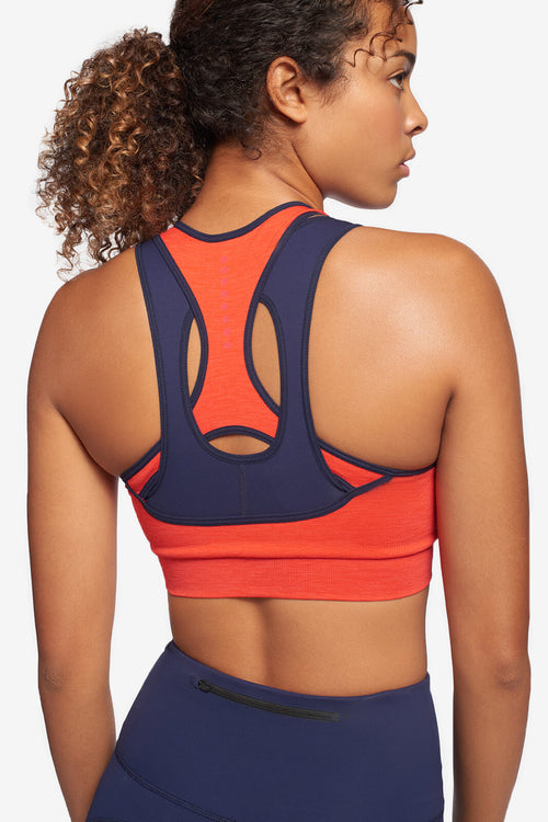 Blackout Zip Bra - Coral