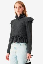 Rib Knit Frill Blouse