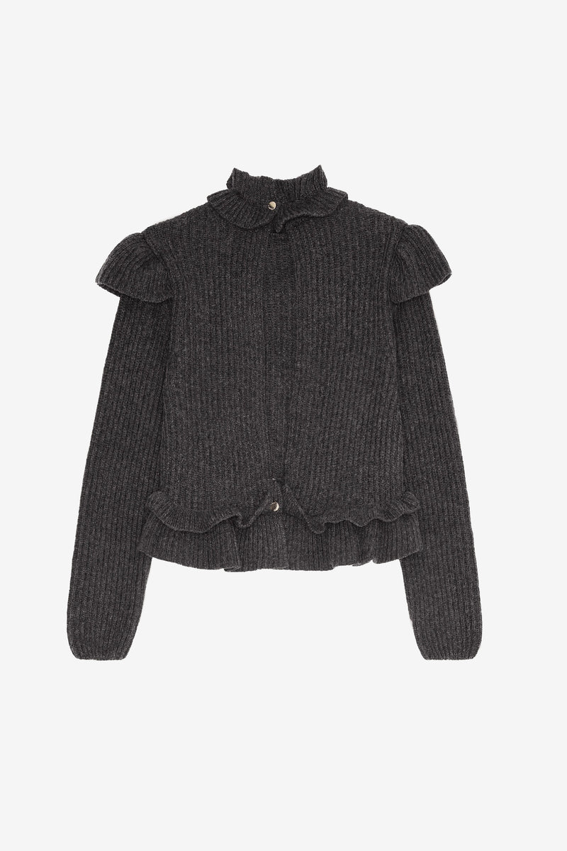 Rib Knit Frill Blouse