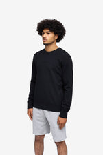 Lightweight Terry Embroidered Crewneck - Black