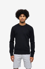 Lightweight Terry Embroidered Crewneck - Black