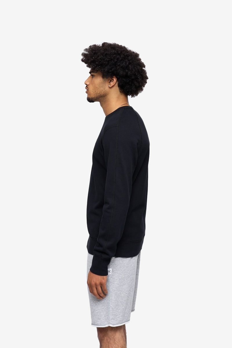 Lightweight Terry Embroidered Crewneck - Black