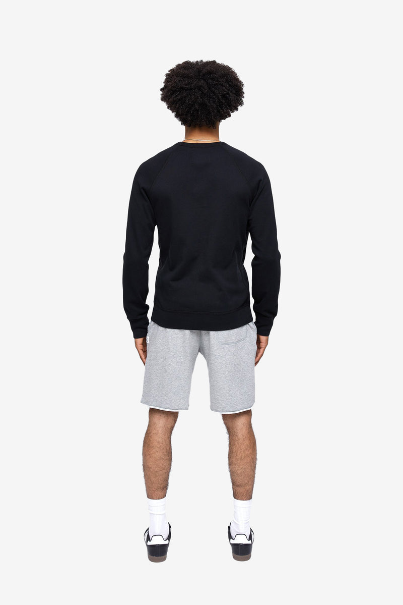 Lightweight Terry Embroidered Crewneck - Black