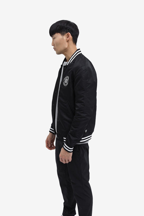 Men's Woven Satin Logo Stadium Jacket