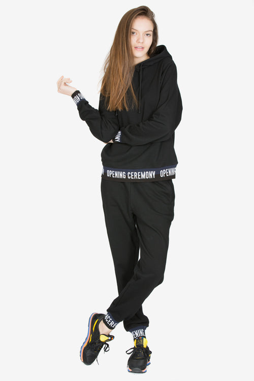 ELASTIC LOGO HOODIE - BLACK