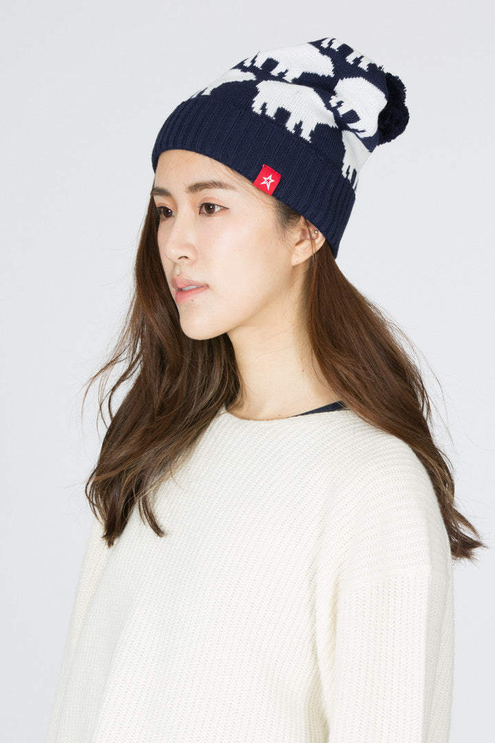Multi Bear Beanie - Navy