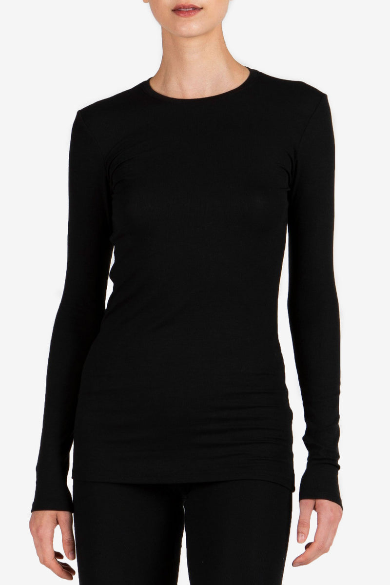 Long-sleeve Rib Crew - Black