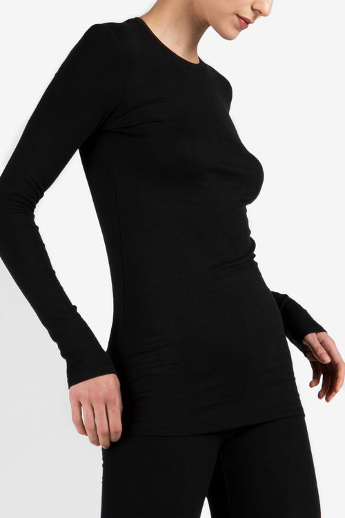 Long-sleeve Rib Crew - Black