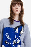 Big Fox Head Jacquard Pullover - Grey #Unisex