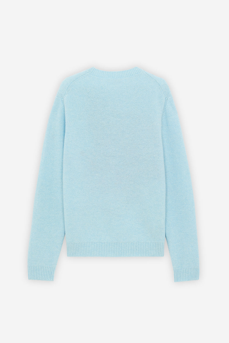 Big Fox Head Jacquard Pullover - Aqua #Unisex